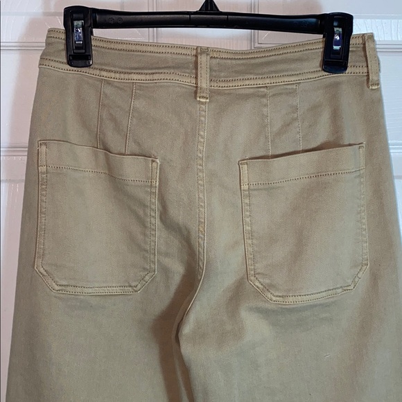 Anthropologie  Maeve Ettie High Rise Beige Flare Wide-Leg Jeans Raw Hem W 29 - Picture 4 of 8